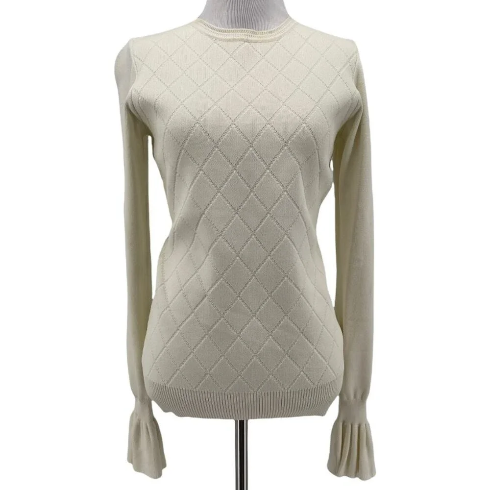Opening Ceremony Women's Ecru Diamond Patterned Knit Sweater Size XS NEW